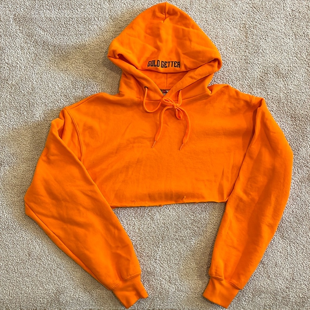 Orange Cropped Hoodie
